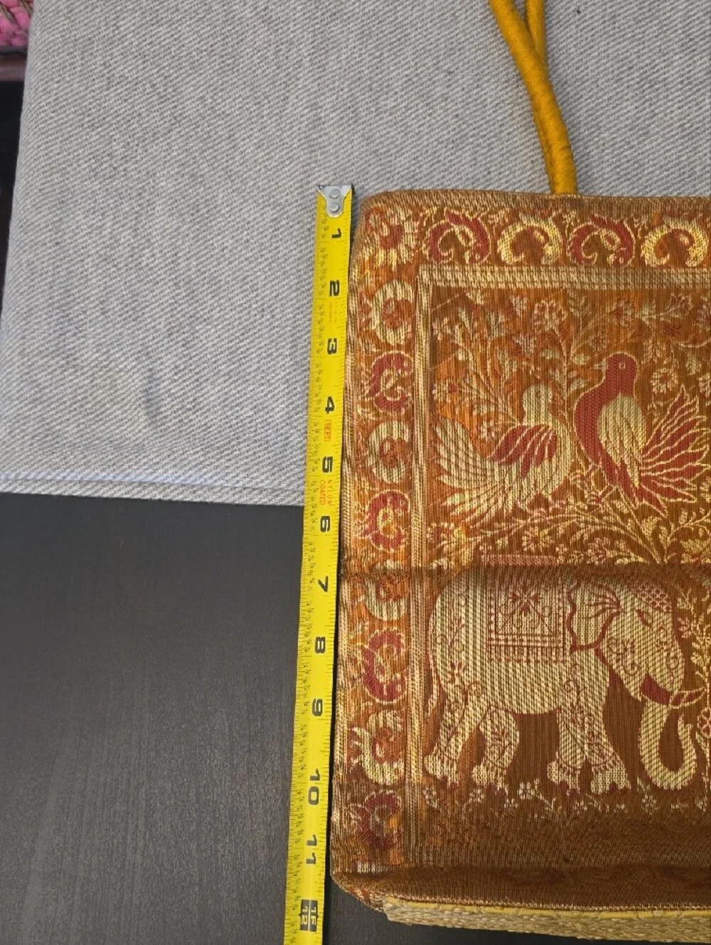 Handmade Banarasi Silk Brocade Elephant & Peacock Ethnic Tote Handbag